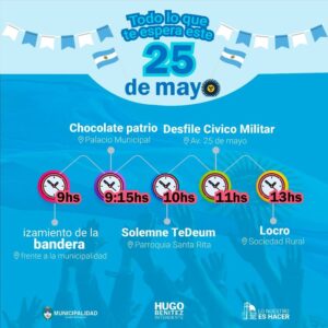 Cronograma de actos para este 25 de Mayo en Esquina.