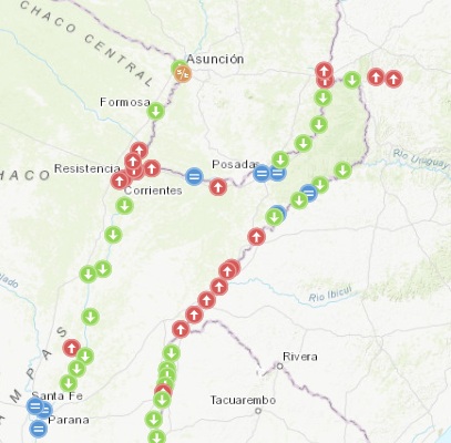 Crece el río Uruguay pero aún lejos de niveles preocupantes en puertos correntinos