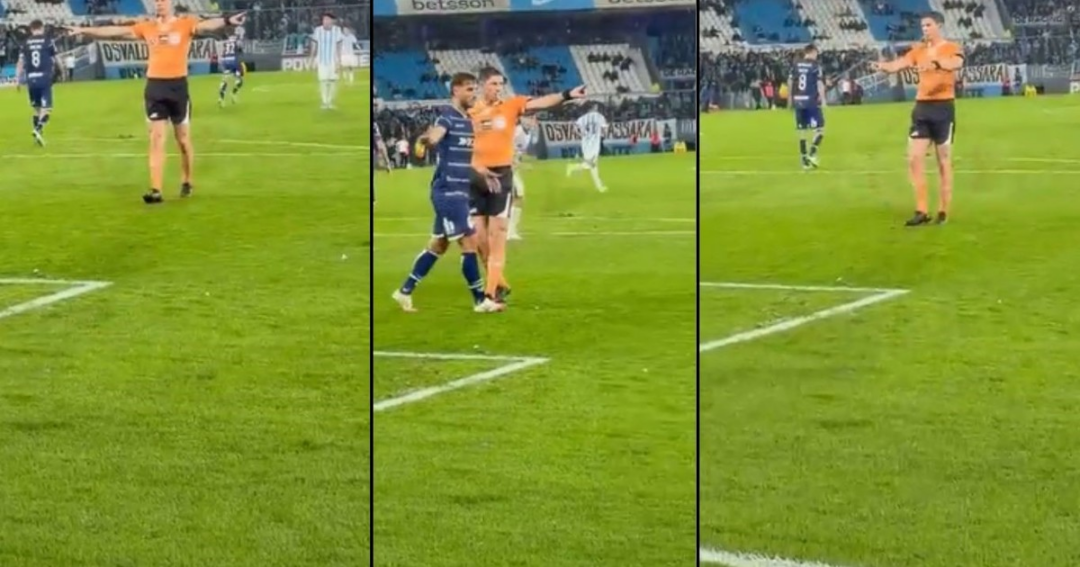 Nicolás Ramírez corrige córner para Racing usando VAR en nueva reglamentación